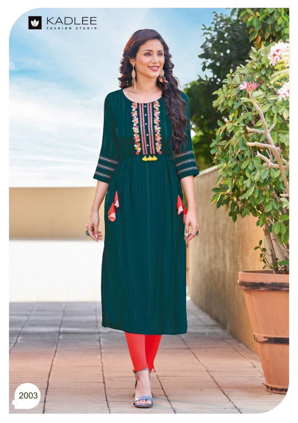 Kadlee Inayat Fancy Wear Rayon Designer Embroidery Kurti Collection